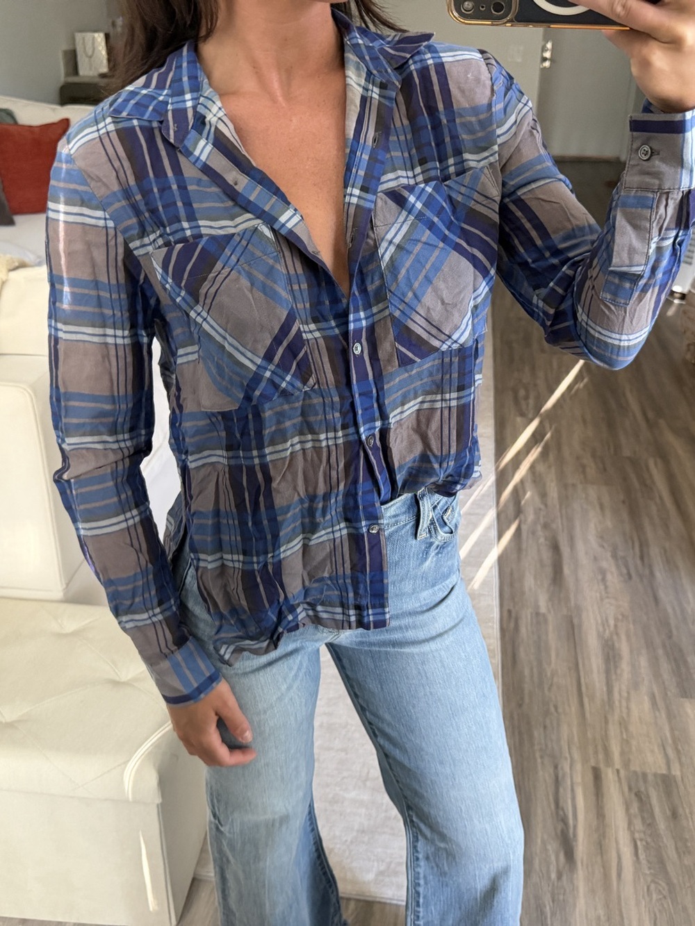 Levi's Plaid Button Down in Blue & Gray